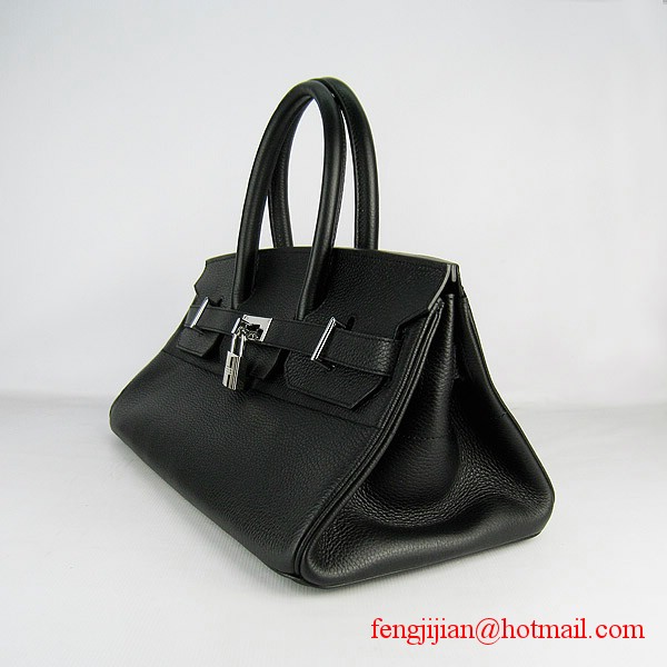 Hermes Birkin 42cm Togo Leather Bag 6109 Black silver padlock